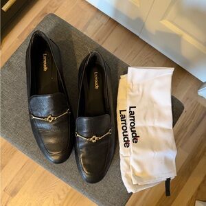 Larroude Black Leather Loafers for women